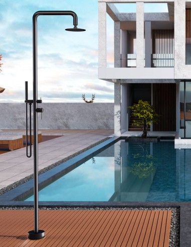Ducha para piscina exterior negra modelo de acero inoxidable S316 Florida de Imex
