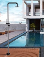 Ducha para piscina exterior negra modelo de acero inoxidable S316 Florida de Imex
