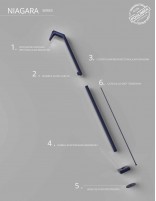 Ducha piscina cascada colores azul océano datos