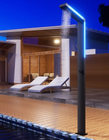Ducha de exterior para piscina negra modelo acero inox. y luz led Sense de Imex