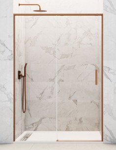 Mampara de ducha cobre modelo frontal 1 fijo y 1 puerta corredera TWENTY de GME