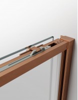 Mampara frontal cobre + lateral fijo cierre amortiguado