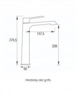 Croquis Grifo lavabo alto cromado - HORUS de Aquassent