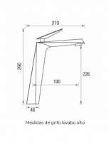 Croquis Grifo lavabo alto moderno cromado - STYLE de Aquassent