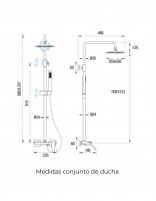 Croquis Conjunto de ducha monomando negro - Colección STYLE NEGRO de Aquassent