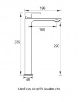 Grifo lavabo alto blanco modelo CHIC ficha técnica