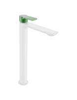 Grifo lavabo alto blanco/verde