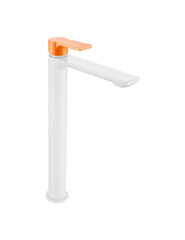 Grifo lavabo alto blanco/naranja
