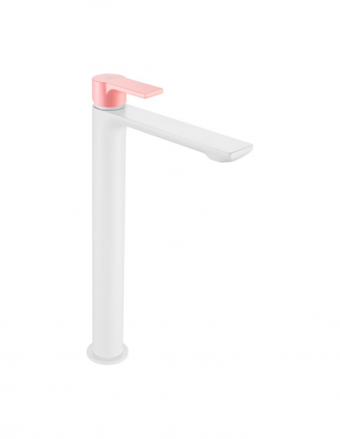 Grifo lavabo alto blanco/rosa bebé
