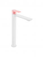 Grifo lavabo alto blanco/rosa bebé