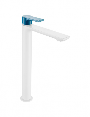 Grifo lavabo alto blanco/azul verdoso
