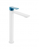 Grifo lavabo alto blanco/azul verdoso