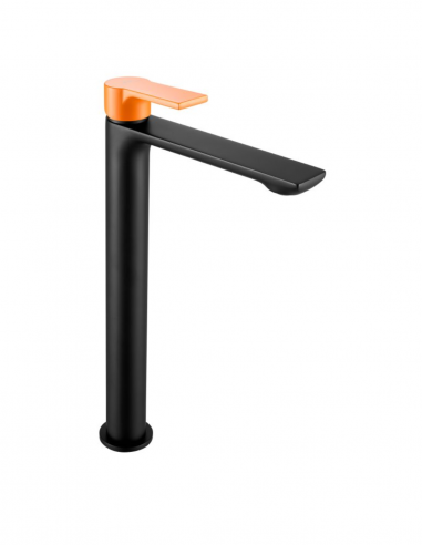 Grifo lavabo alto negro/naranja
