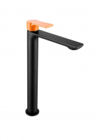 Grifo lavabo alto negro/naranja