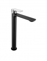 Grifo lavabo alto negro/cromo