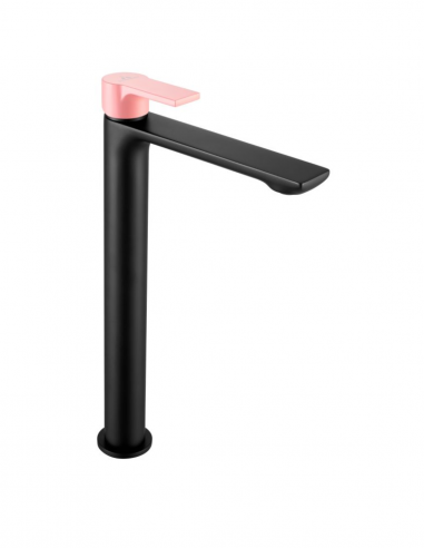 Grifo lavabo alto negro/rosa pastel