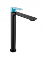 Grifo lavabo alto negro/azul pastel