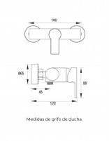 Grifo ducha negro modelo CHIC ficha técnica de medidas