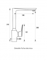 Grifo cocina cuatro funciones modelo CLOUD - ficha técnica de medidas