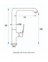 Croquis Grifo cocina monomando cromado - SOFT de Aquassent