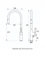 Croquis Grifo cocina cartucho monomando - LAKE de Aquassent