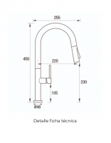 Croquis Grifo cocina acero inox. cromado - RIVER de Aquassent