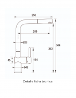 Croquis Grifo cocina monomando extraíble - SIDNEY de Aquassent