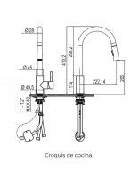Grifo cocina extraíble monomando croquis