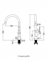 Grifo cocina monomando acero croquis