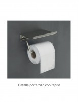 Detalle Portarrollo con repisa cromo colección ESSENTIAL de Medimex