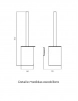 Detalle medidas Escobillero cromo colección ESSENTIAL de Medimex