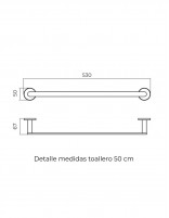 Detalle medidas toallero negro mate/black gun metal 50 cm