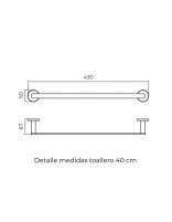 Detalle medidas toallero negro mate/black gun metal 40 cm
