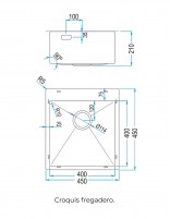 Fregadero de cocina croquis 40 cm.
