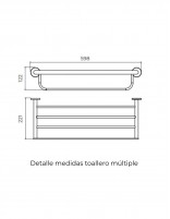 Medidas Barra Toallero múltiple cromado colección PRACTIC de Medimex
