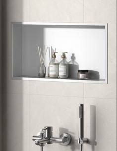 Hornacina ducha modelo de acero inoxidable blanca de Bathplus