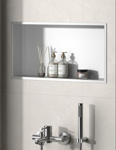 Hornacina ducha modelo de acero inoxidable blanca de Bathplus