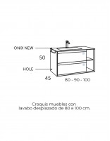 Mueble de baño con lavabo desplazado a la izquierda croquis