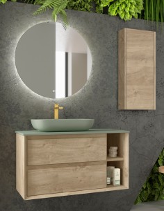 Mueble baño lavabo desplazado a la izquierda modelo HOLE de Coycama