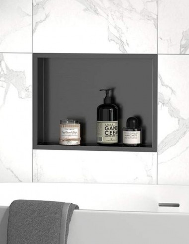 Hornacina ducha rectangular modelo acero inox. grafito de Bathplus