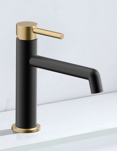 Grifo lavabo negro/oro detalle
