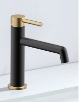 Grifo lavabo negro/oro detalle