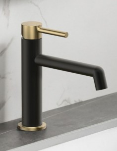 Grifo lavabo negro/oro detalle 2