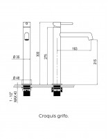Lavabo alto negro/oro croquis