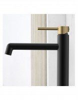 Lavabo alto negro/oro caño
