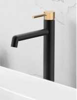 Lavabo alto negro/oro detalle