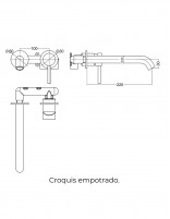 Grifo lavabo empotrado negro/oro croquis