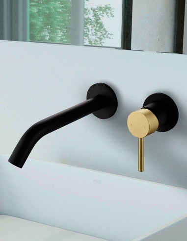 Grifo lavabo empotrado negro/oro modelo Oslo de Bathplus