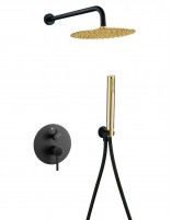 Ducha empotrada negra/oro