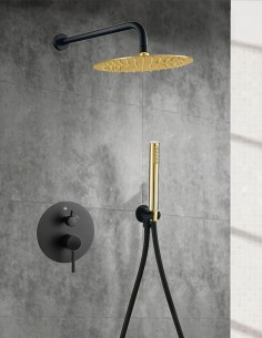 Ducha empotrada negra/oro modelo Oslo de Bathplus